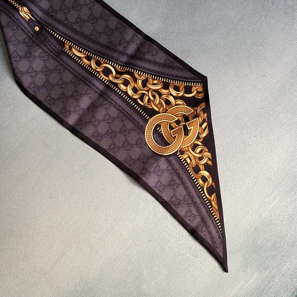 Authentic Gucci Monogram GG Silk Scarf - Picture 10 of 15